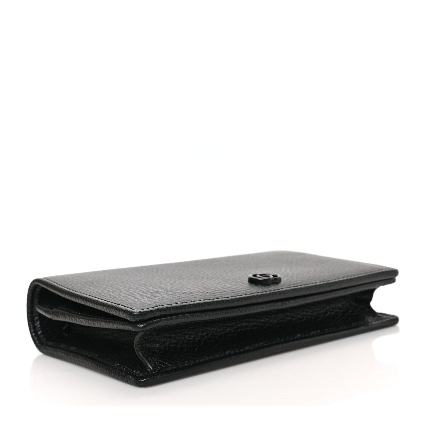 Dollar Calfskin Enamel Monochrome Mini GG Marmont Chain Wallet Black