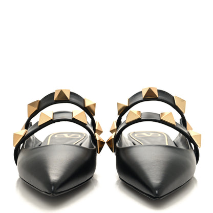 Valentino Garavani Calfskin Roman Stud Flat Mules 40.5 Black 2 of 9