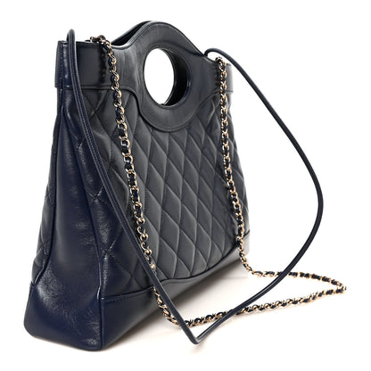 Chanel Shiny Lambskin Quilted 31 Shopping Bag Navy 3 of 10