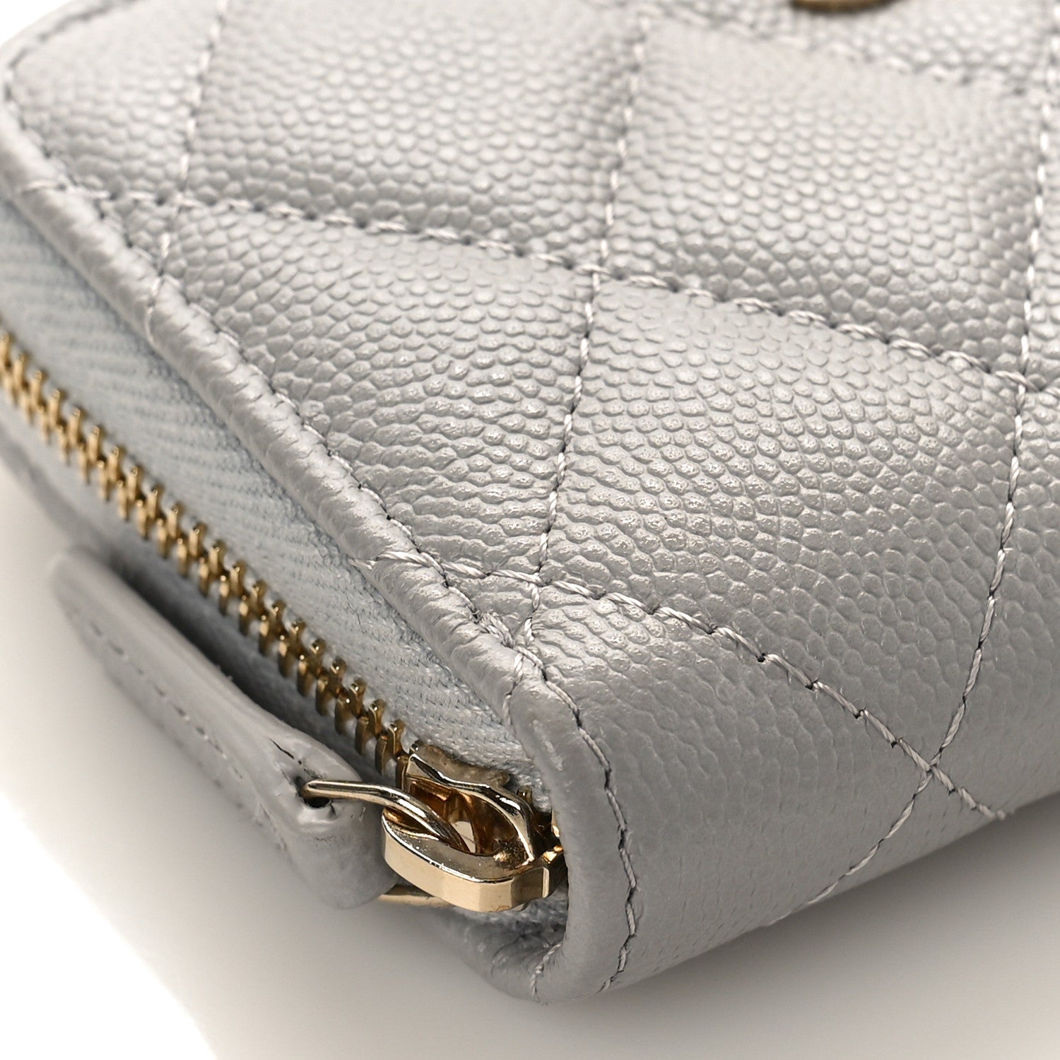 Chanel Caviar Quilted Zip Coin Purse Grey 8 of 10