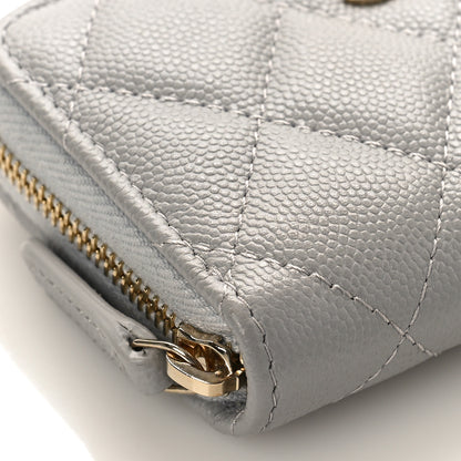Chanel Caviar Quilted Zip Coin Purse Grey 8 of 10