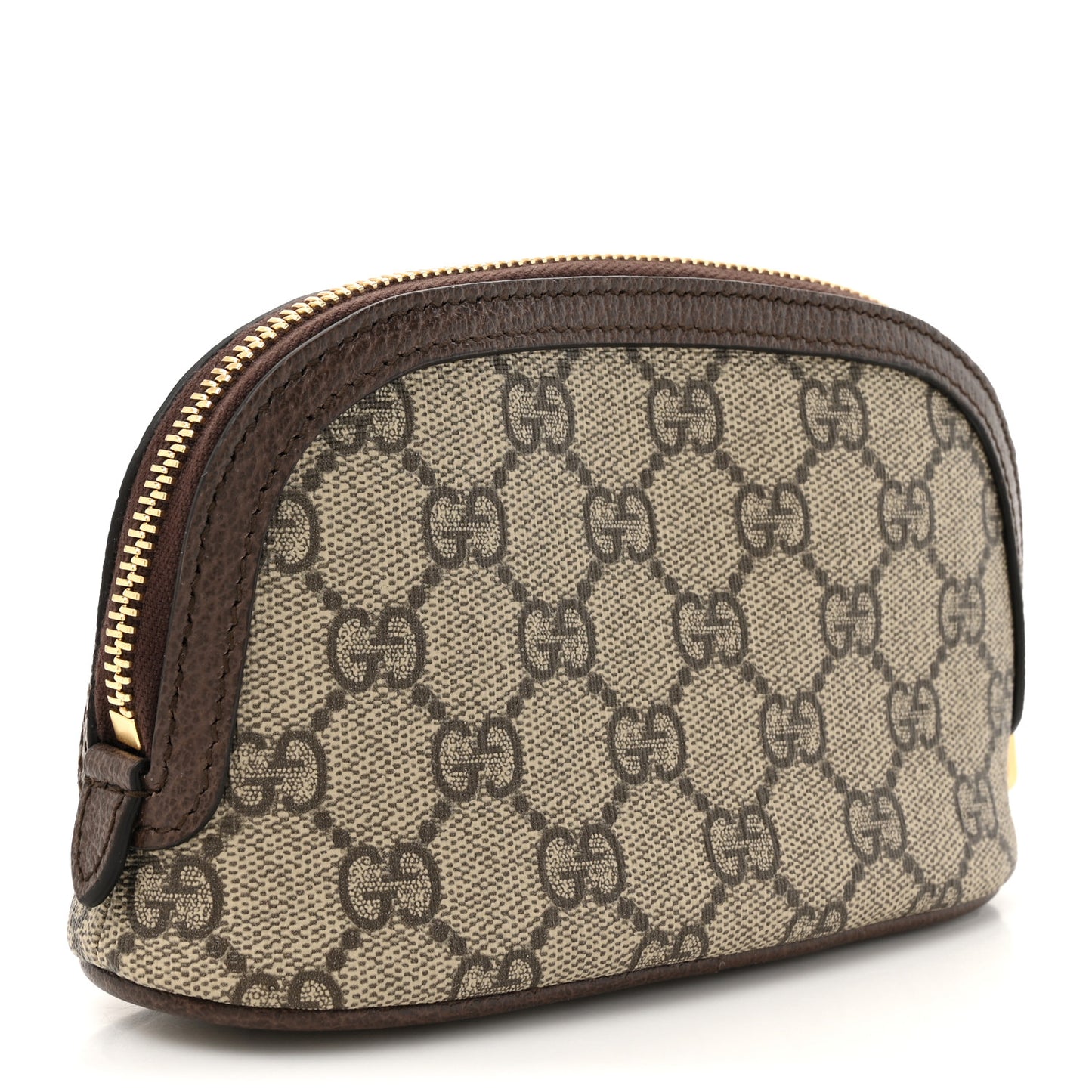 GG Supreme Monogram Textured Calfskin Web Medium Ophidia Cosmetic Case Beige Ebony New Acero