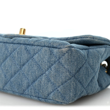 Chanel Denim Quilted Mini Pearl Crush Rectangular Flap Blue 10 of 10