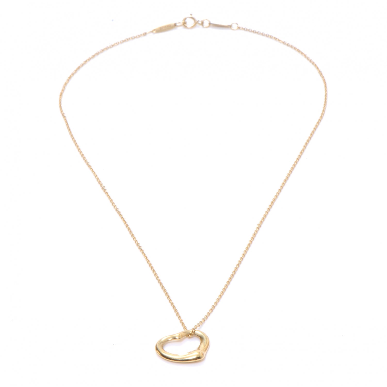 Tiffany 18k Gold Open Heart Pendant Elsa Peretti Necklace 3 of 5