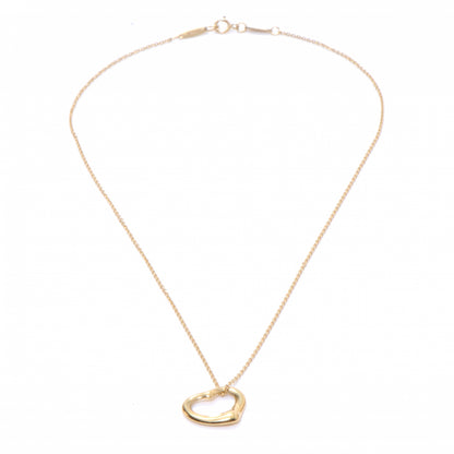 Tiffany 18k Gold Open Heart Pendant Elsa Peretti Necklace 3 of 5