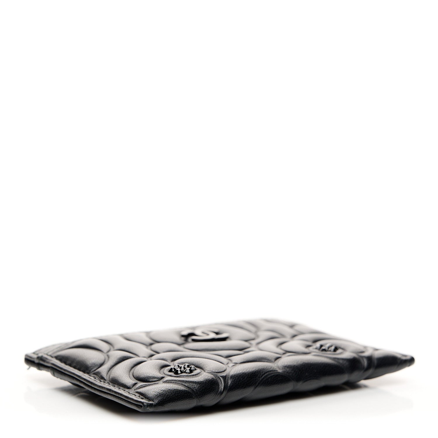 Chanel Lambskin Camellia Embossed Card Holder So Black 4 of 11
