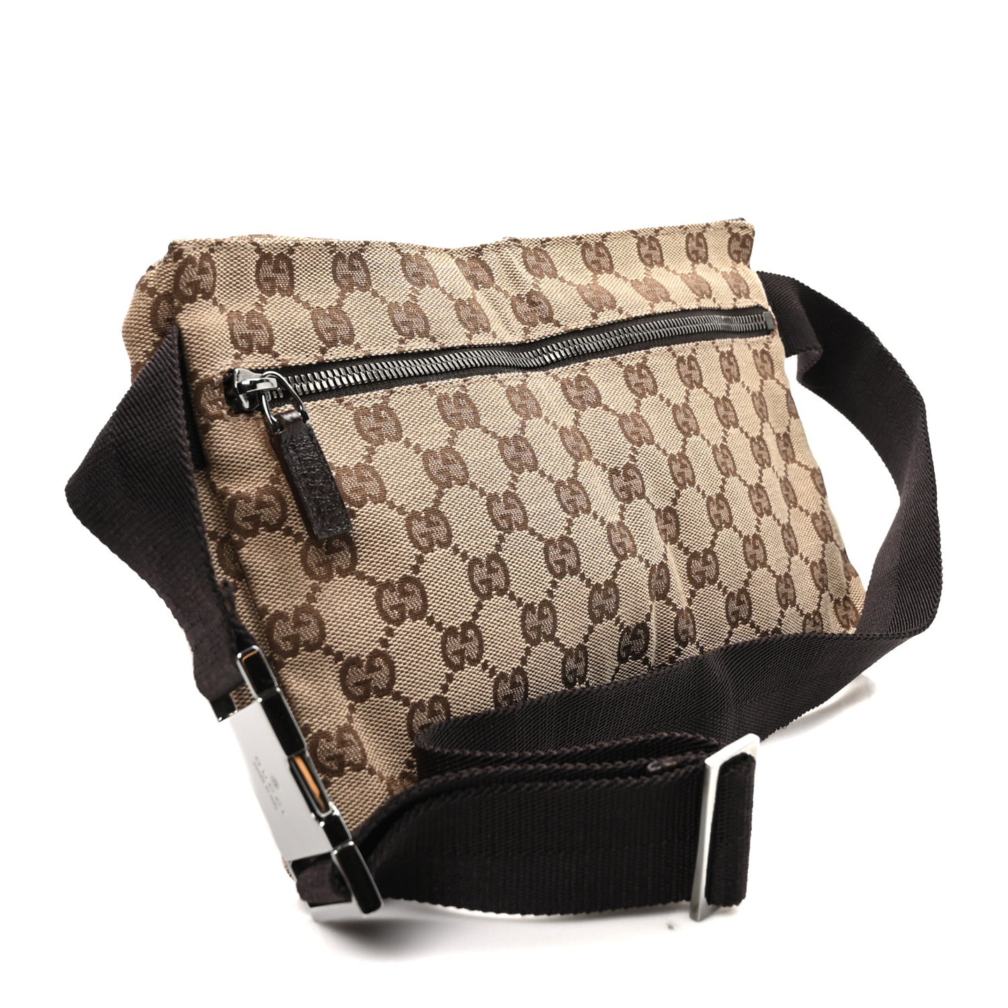 GG Monogram Double Pocket Belt Bag Dark Brown
