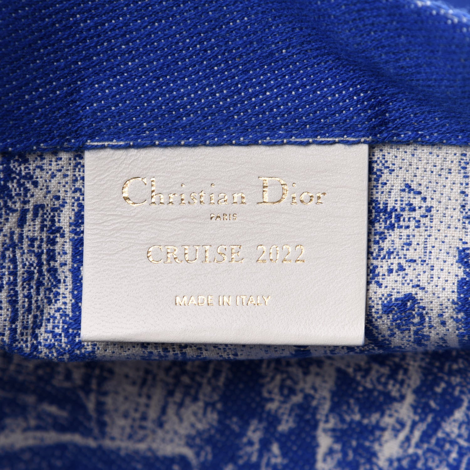 Christian Dior Canvas Print Cruise Tote Ivory Blue 12 of 17