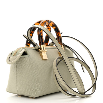 Fendi Canvas Vitello King Plexiglass Logo Embroidered Mini By The Way Top Handle Boston Bag Green Tea 3 of 10
