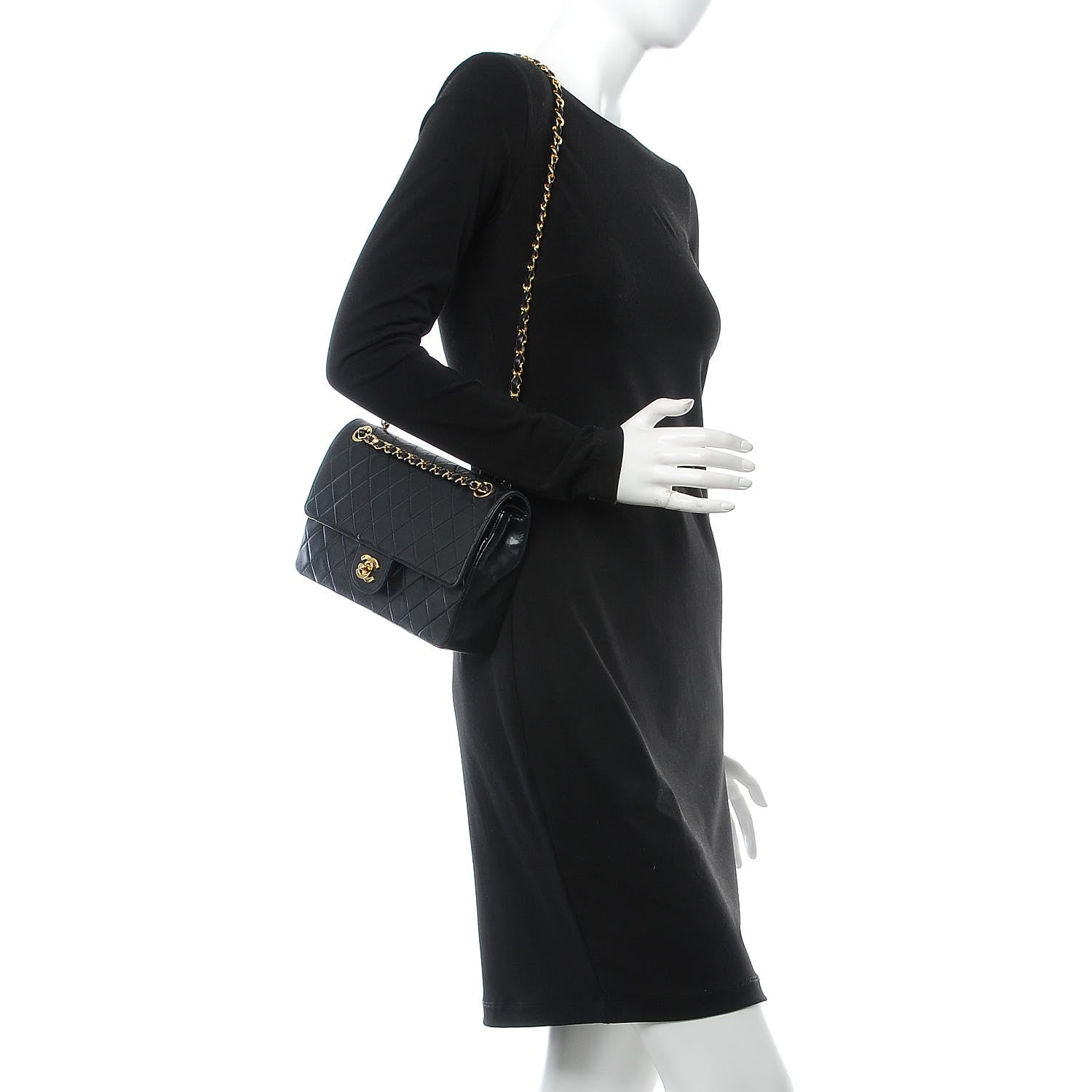 Chanel Lambskin Quilted Medium Double Flap Black 3 of 9
