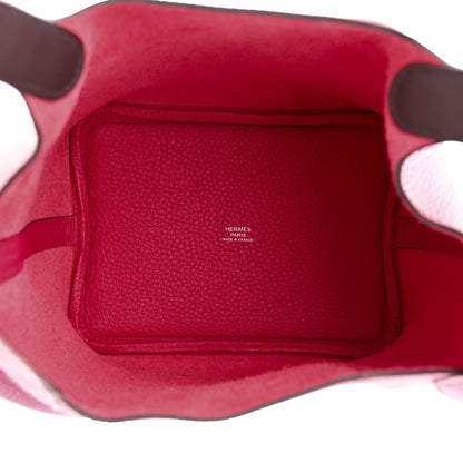 Hermes Taurillon Clemence Swift Eclat Picotin Lock 18 PM Framboise Rouge Sellier 4 of 9