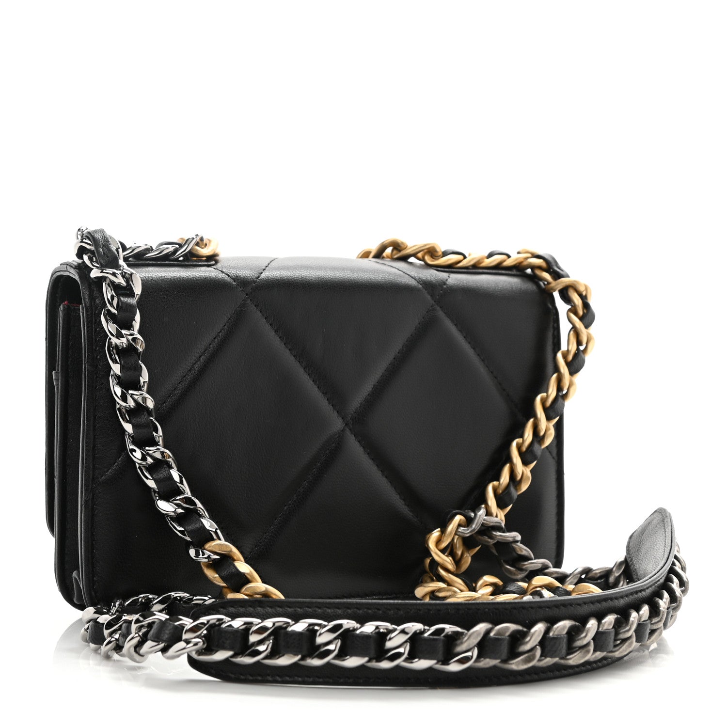 Chanel Goatskin Quilted Chanel 19 Wallet On Chain WOC Black 3 of 10