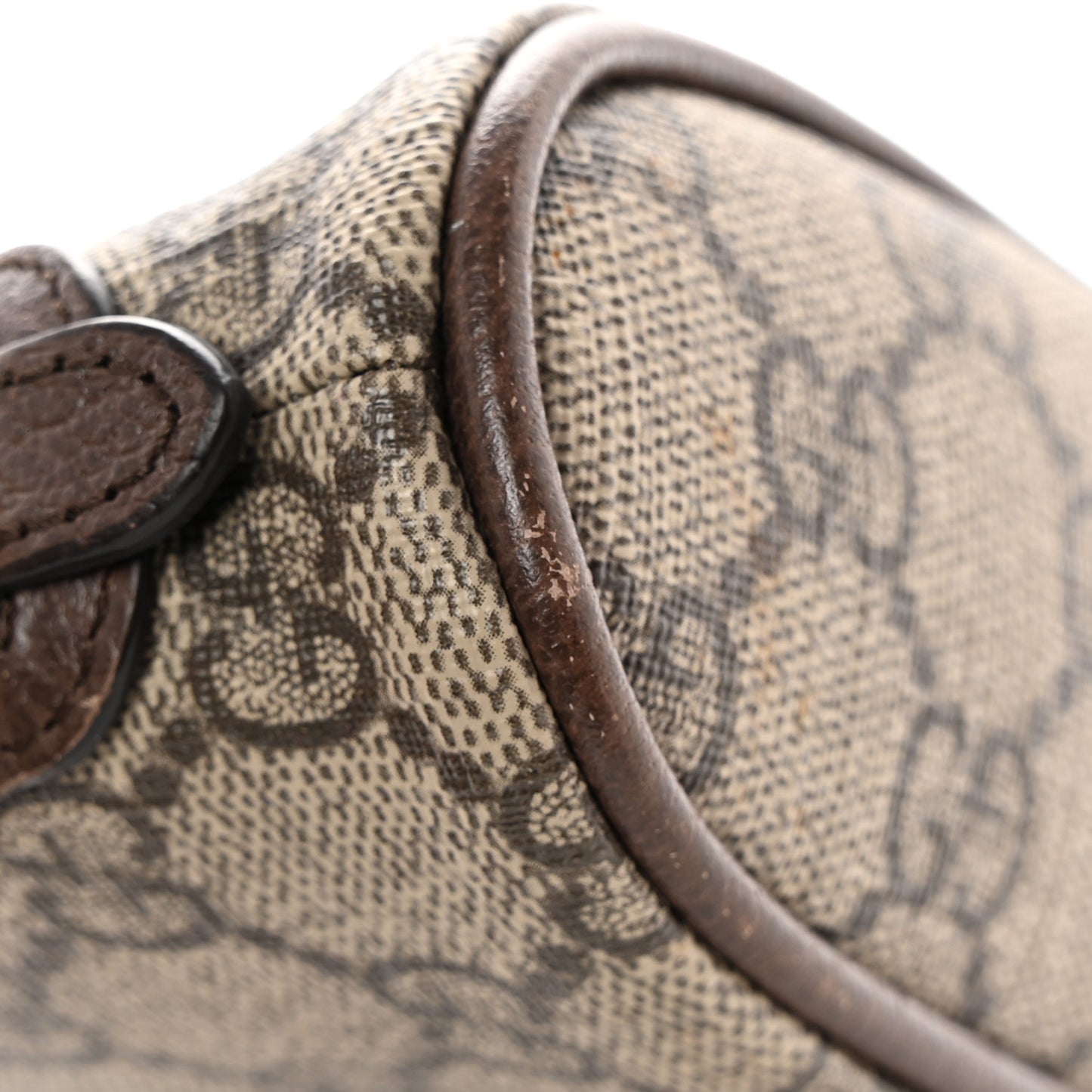 GG Supreme Monogram Textured Calfskin Web Medium Ophidia Cosmetic Case Beige Ebony New Acero