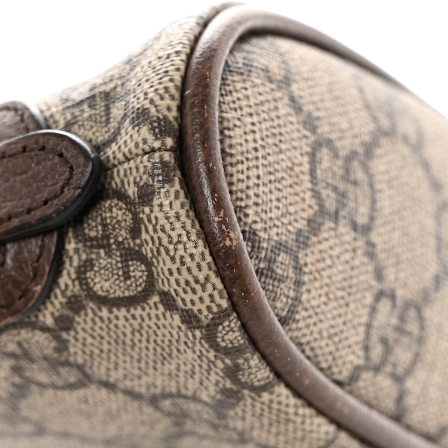 Gucci GG Supreme Monogram Textured Calfskin Web Medium Ophidia Cosmetic Case Beige Ebony New Acero 9 of 9