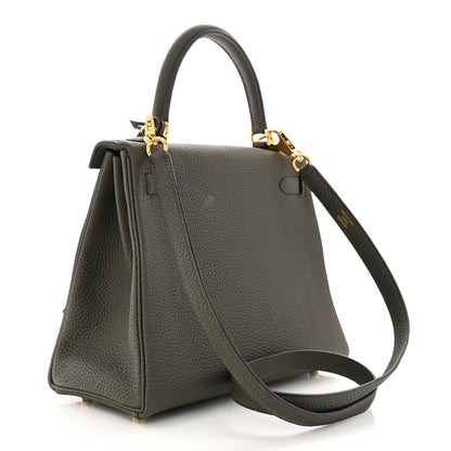 Hermes Togo Kelly Retourne 25 Vert De Gris 3 of 12