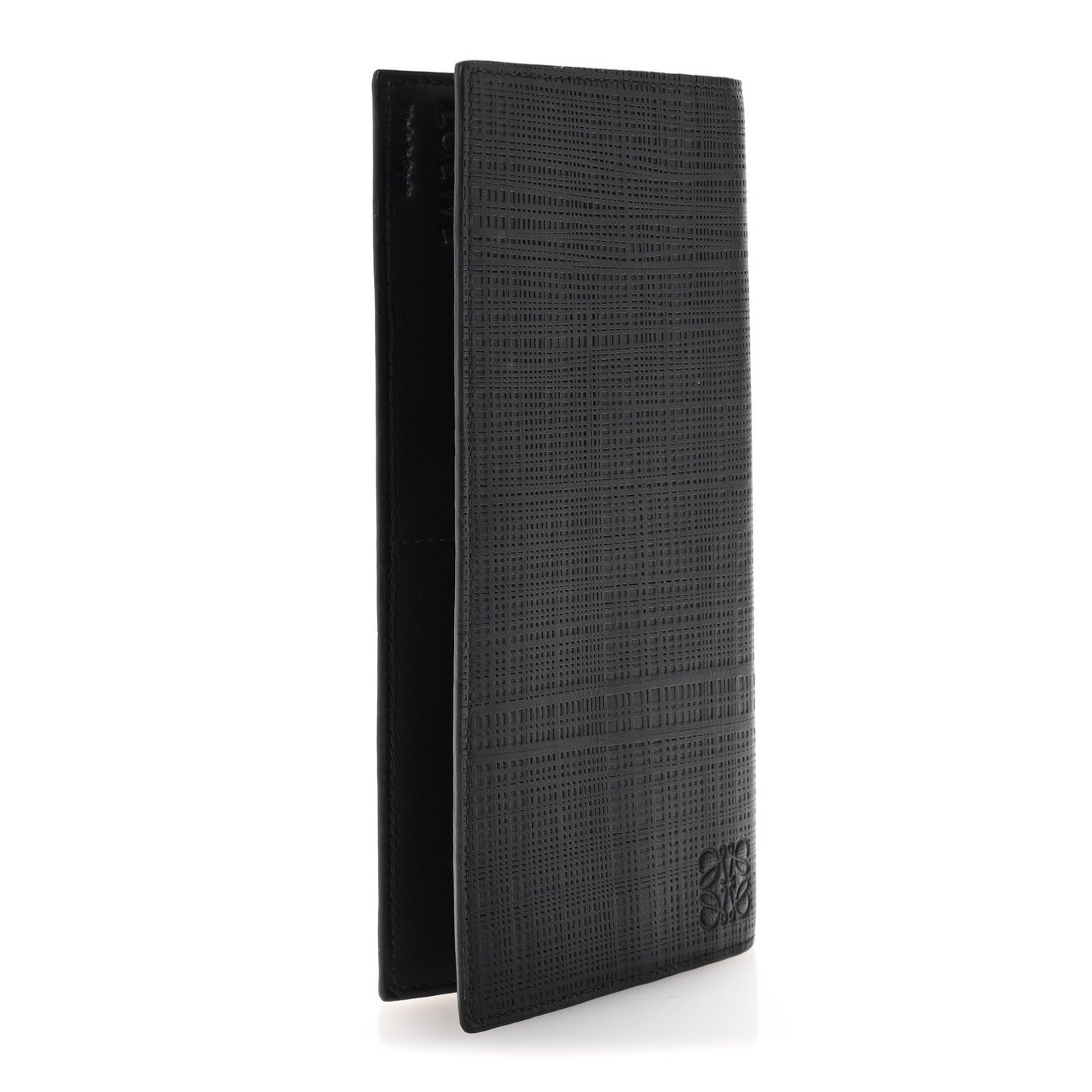 Textured Calfskin Long Horizontal Wallet Black