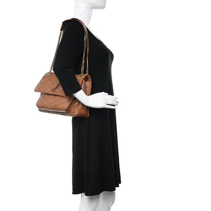 Saint Laurent Crinkled Calfskin Matelasse Monogram Medium Niki Chain Satchel Caramel 2 of 11