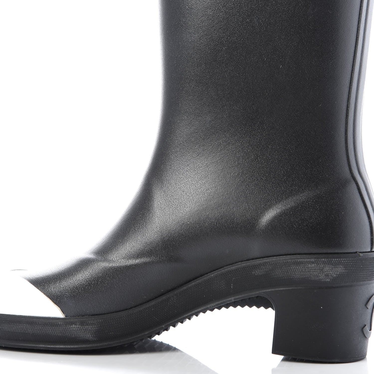 Chanel Rubber Logo Rain Boots 36 Black White 11 of 13