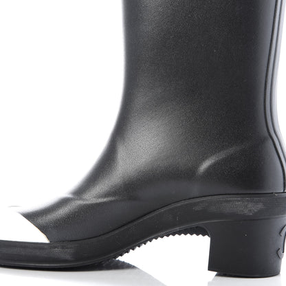 Chanel Rubber Logo Rain Boots 36 Black White 11 of 13