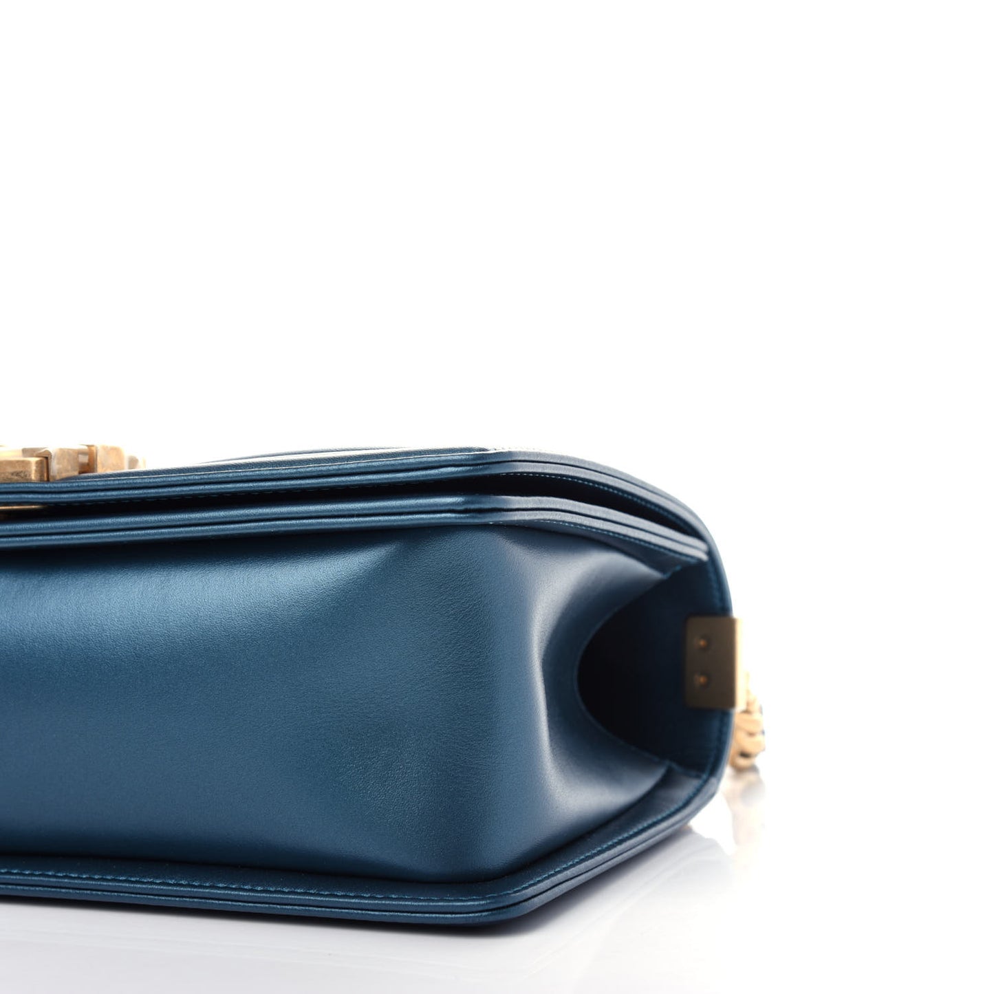 Metallic Calfskin Quilted Medium Boy Flap Blue