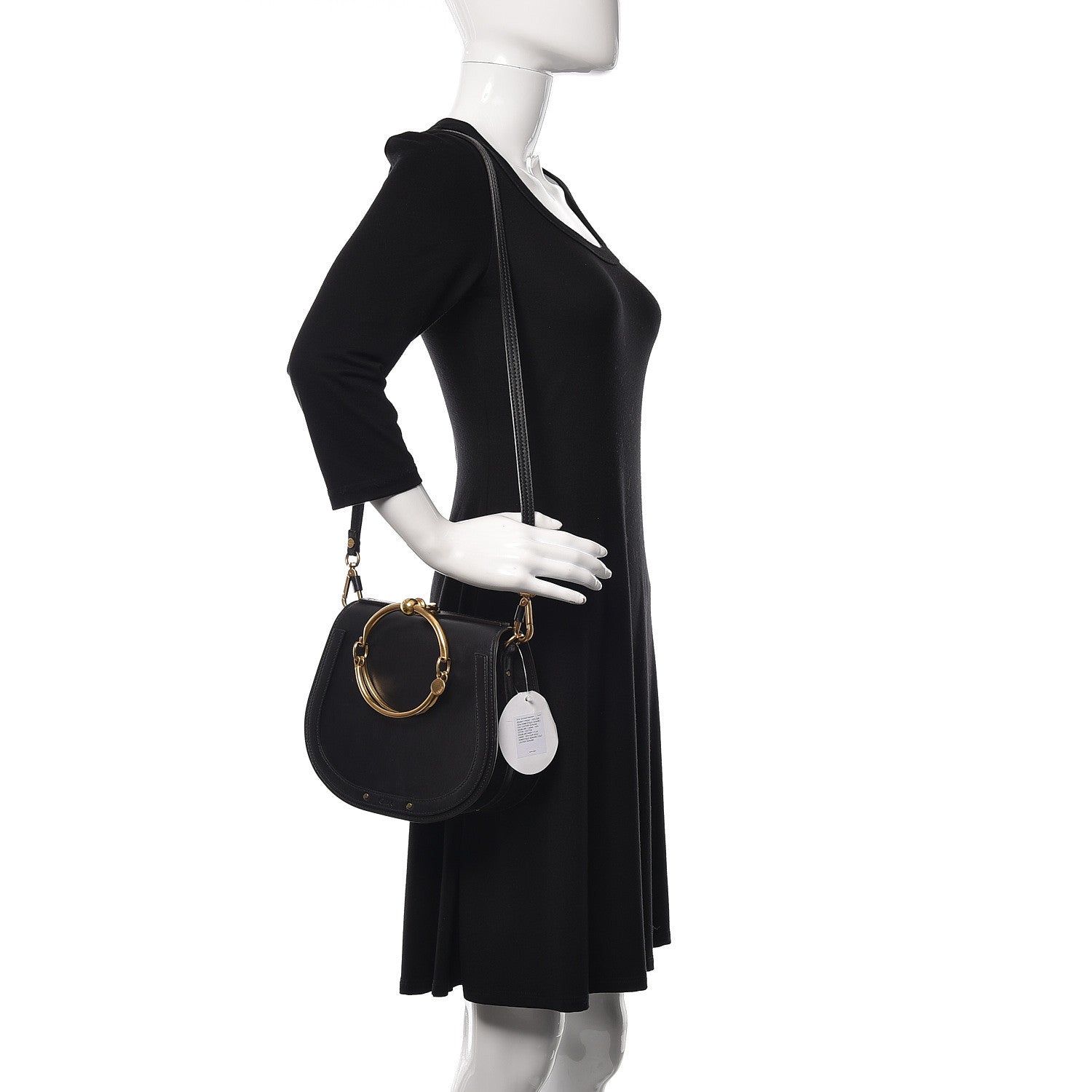Chloe Calfskin Suede Medium Nile Bracelet Bag Black 2 of 10
