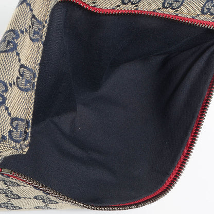 Gucci GG Monogram Web Double Pocket Belt Bag Navy Red 5 of 7
