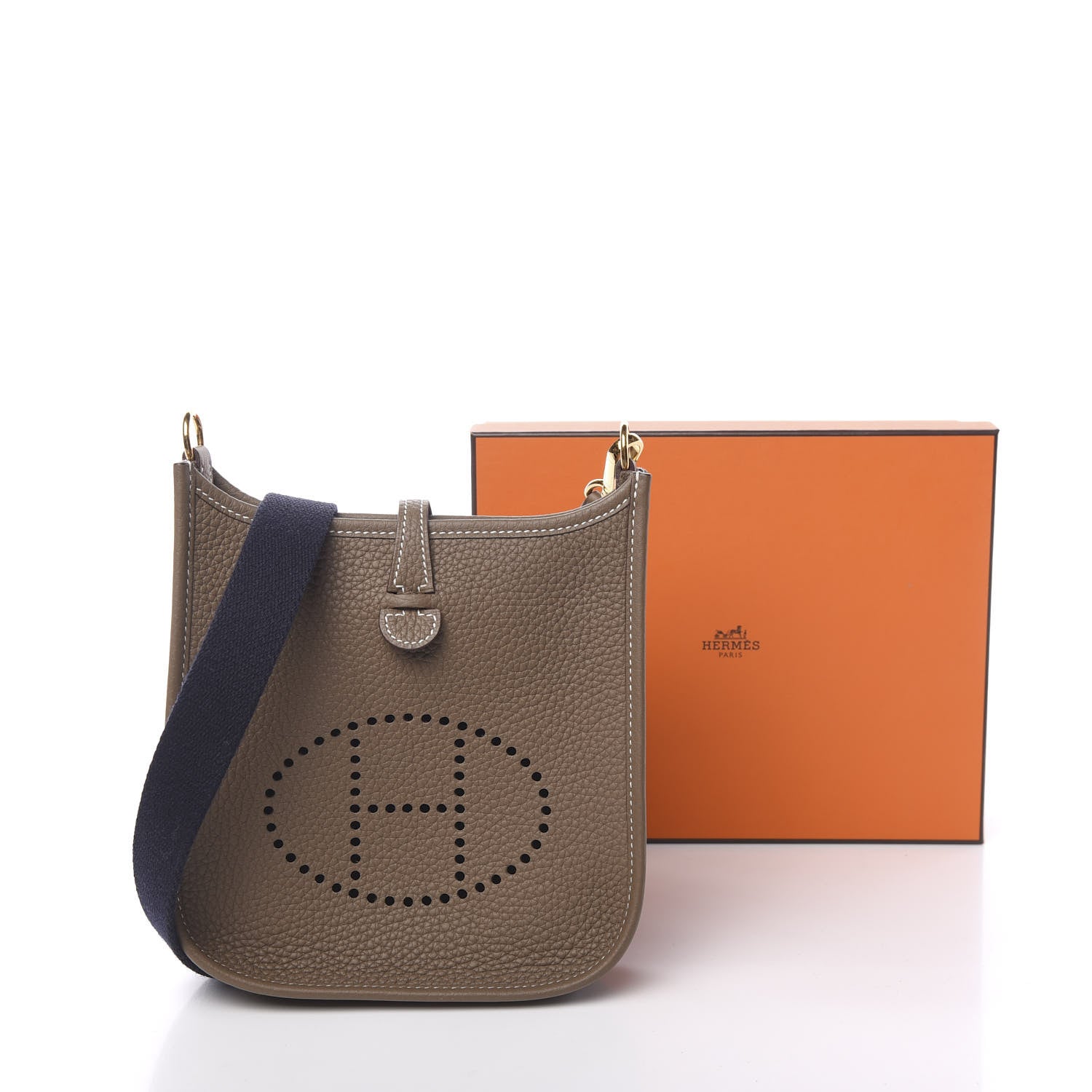 Hermes Taurillon Clemence Amazone Evelyne TPM Etoupe Bleu Indigo 10 of 10