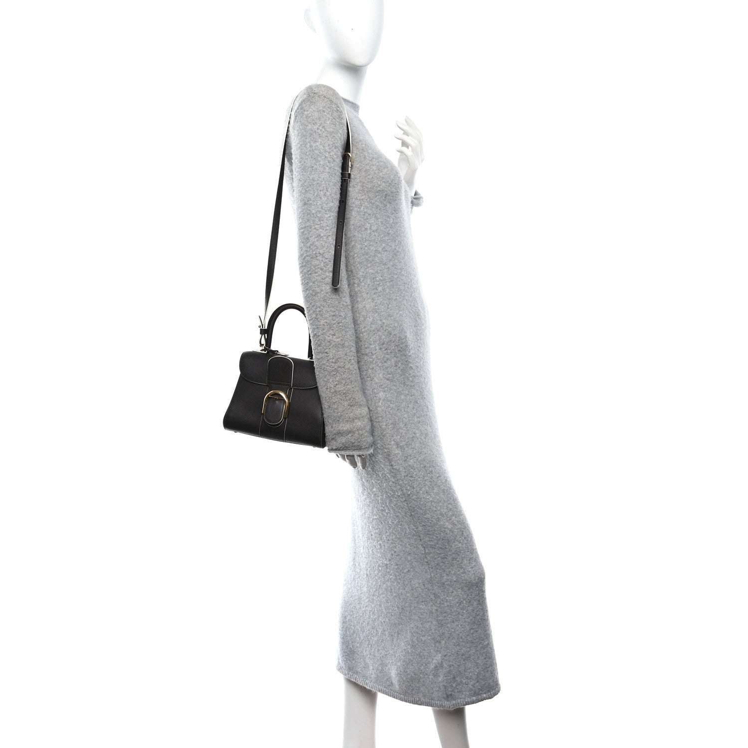 Delvaux Grained Calfskin Bi-Color Brillant Mini Satchel Black 2 of 13