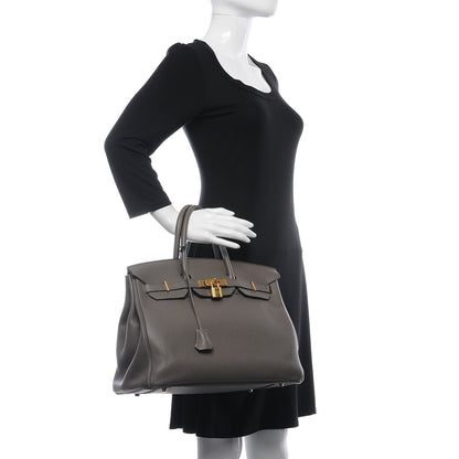 Hermes Taurillon Clemence Birkin 35 Etain 2 of 41