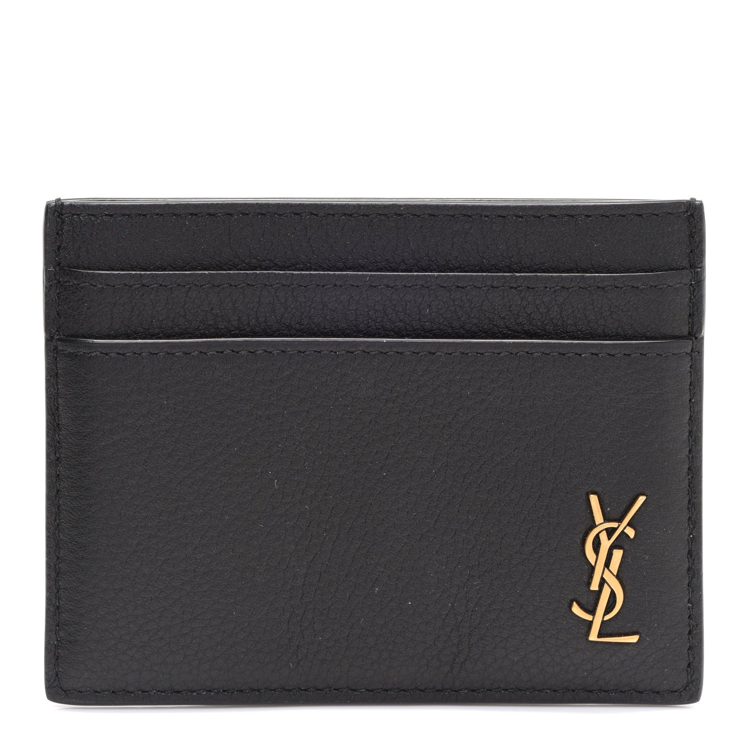 Saint Laurent Calfskin Tiny Cassandre Credit Card Case Black 1 of 8