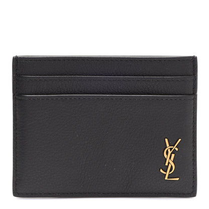 Saint Laurent Calfskin Tiny Cassandre Credit Card Case Black 1 of 8