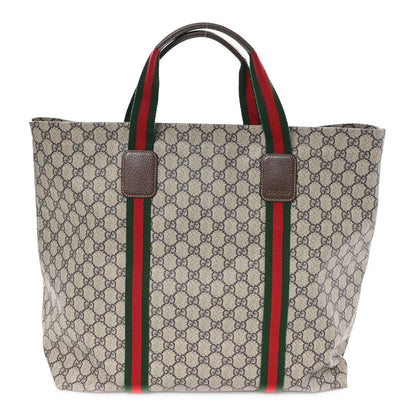 Gucci Tender GG Supreme Monogram Textured Dollar Calfskin Web Tote Beige Ebony New Acero 1 of 9
