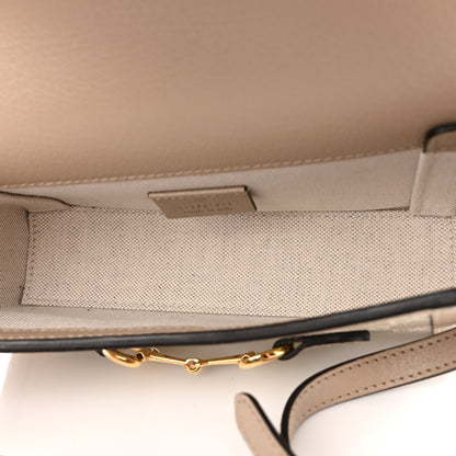 Gucci GG Supreme Monogram Textured Dollar Calfskin Mini Horsebit 1955 Shoulder Bag Beige Mystic White Oatmeal 5 of 10