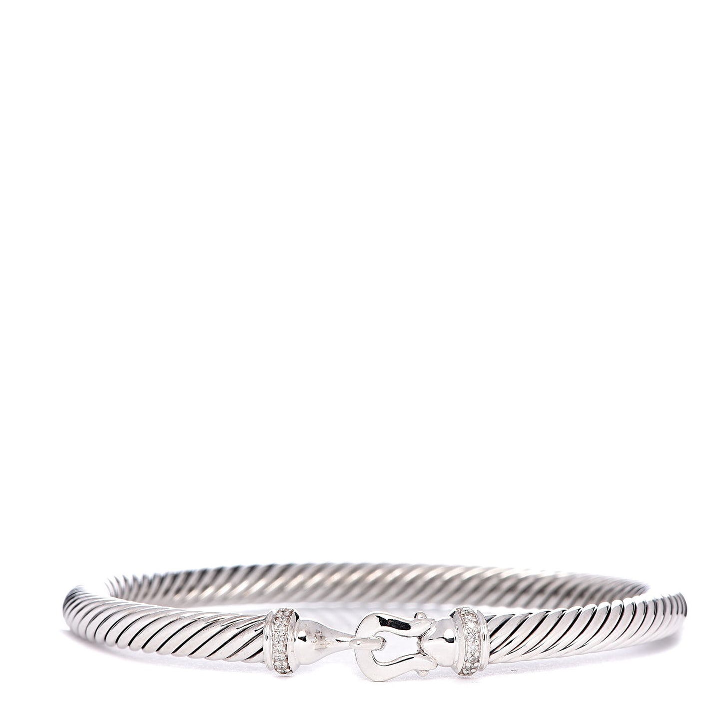 Sterling Silver Diamond 5mm Cable Buckle Bracelet