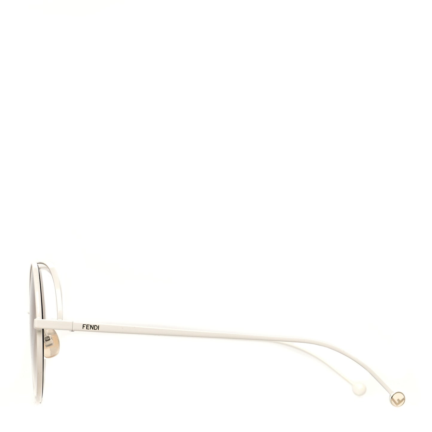 Metal F is Fendi Printed Run Away Round Frame Sunglasses FF 0343/S White