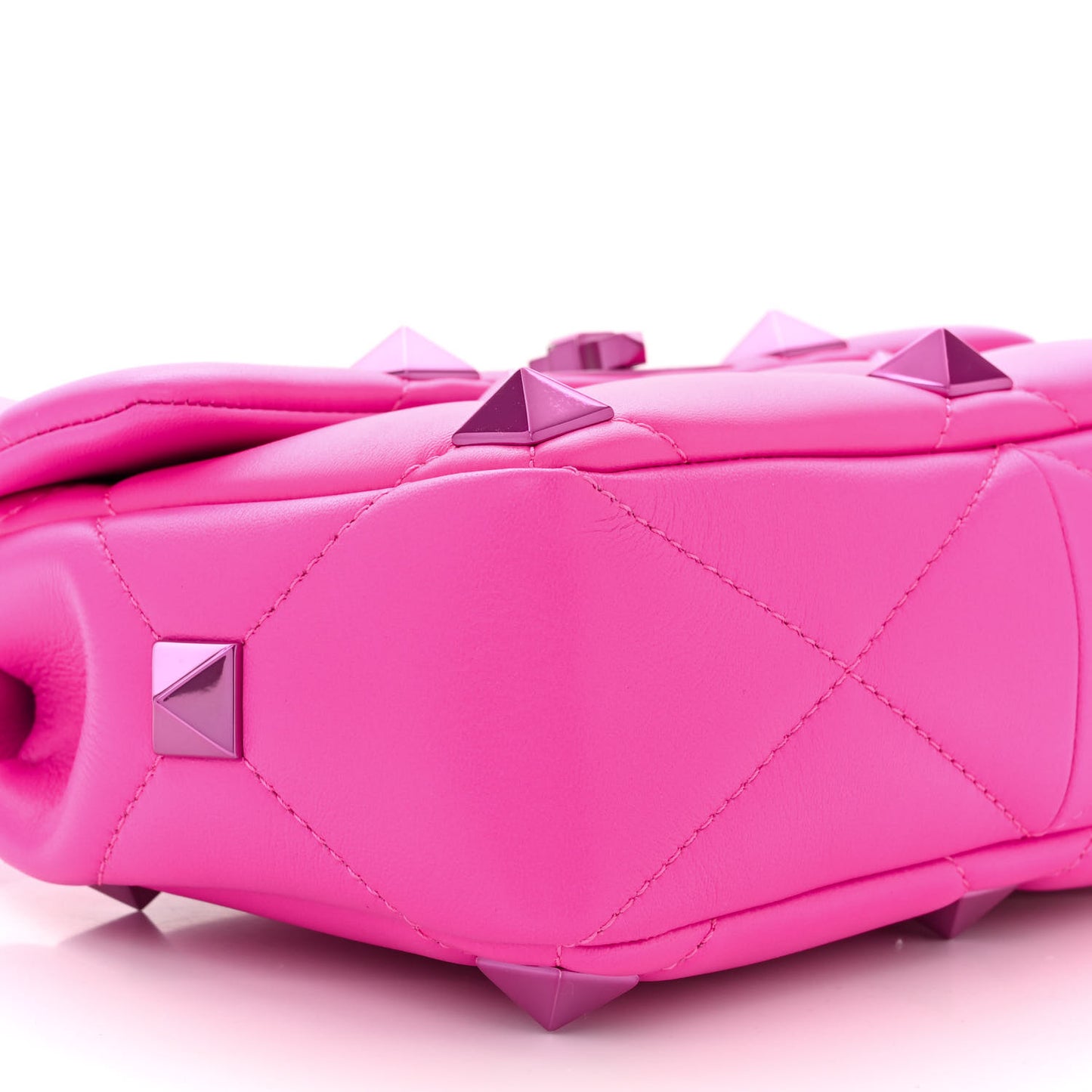 Nappa Lacquer Monochrome Medium Roman Stud Shoulder Bag Pink PP
