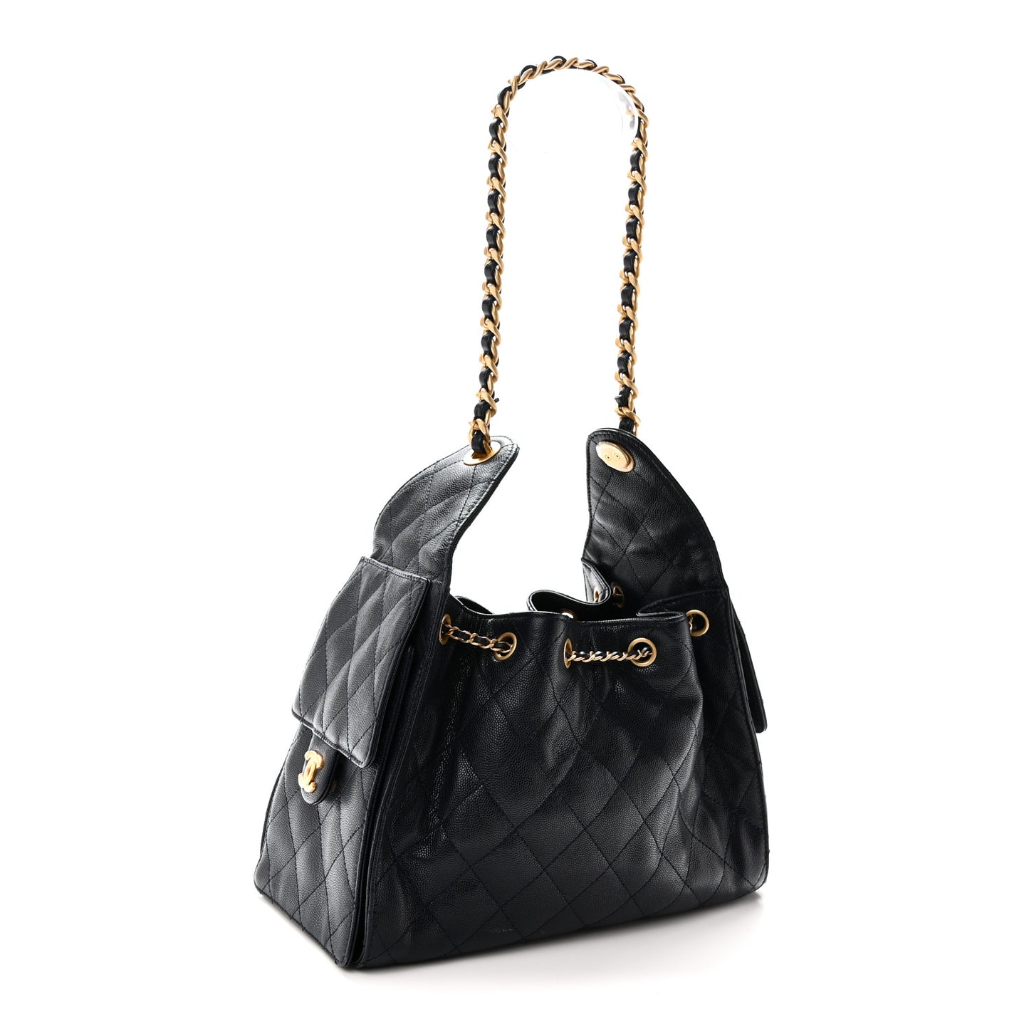 Caviar Quilted Small Chanel 25 Handbag Dark Navy