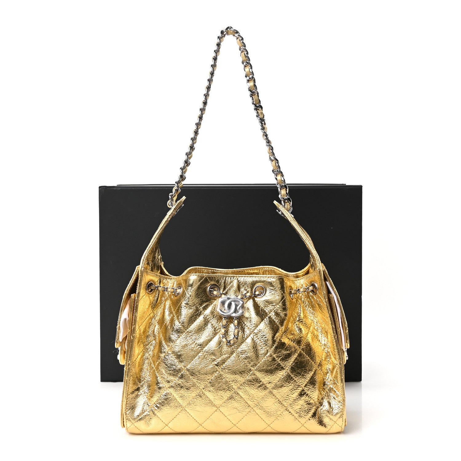 Chanel Metallic Aged Calfskin Quilted Small Chanel 25 Handbag Gold 11 of 11