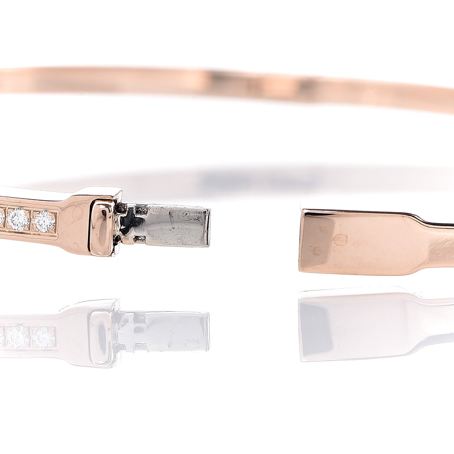 Tiffany 18K Rose Gold Diamond T Two Hinged Bangle Bracelet 4 of 5
