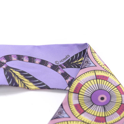 Hermes Silk Savana Dance Twilly Mauve Jaune Rose 2 of 3