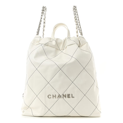 Chanel Shiny Calfskin Quilted Chanel 22 Backpack White Black 1 of 10