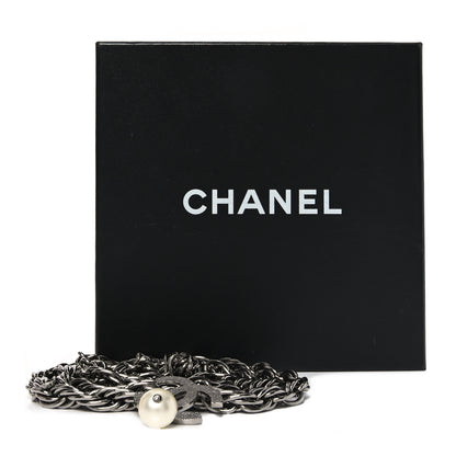 Chanel Twisted Chain Link CC Pearl Drop Belt Silver 4 of 4