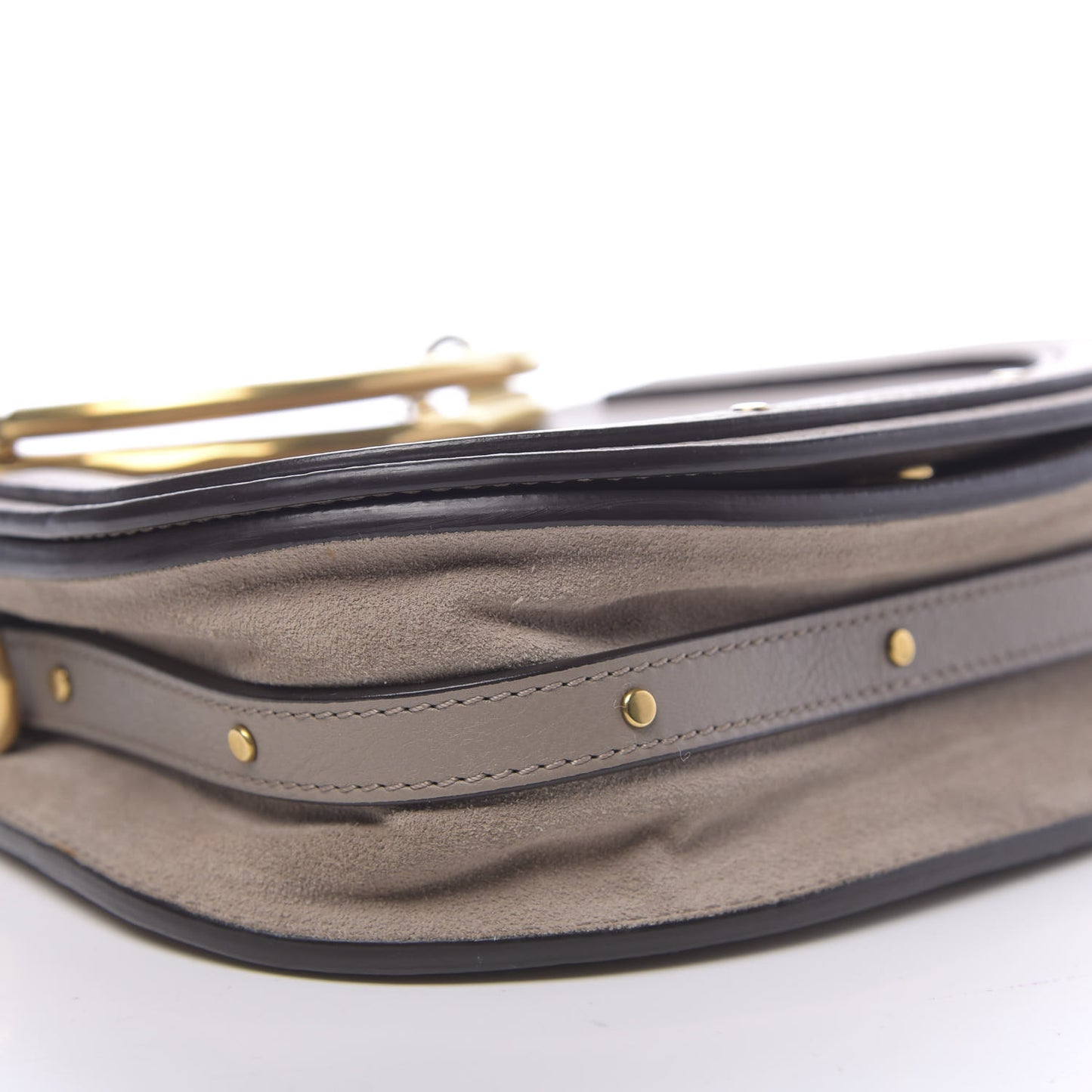 Calfskin Suede Small Nile Bracelet Bag Motty Grey