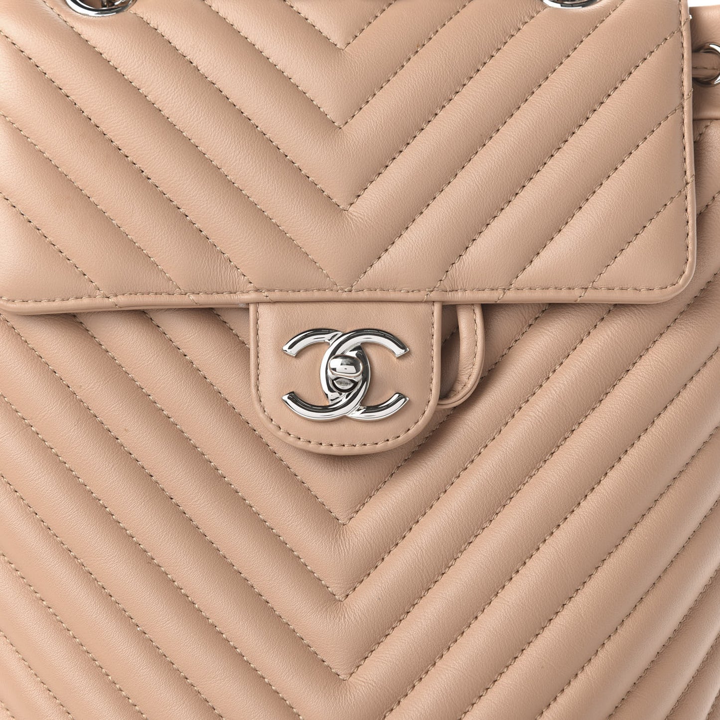 Calfskin Chevron Quilted Small Urban Spirit Backpack Beige