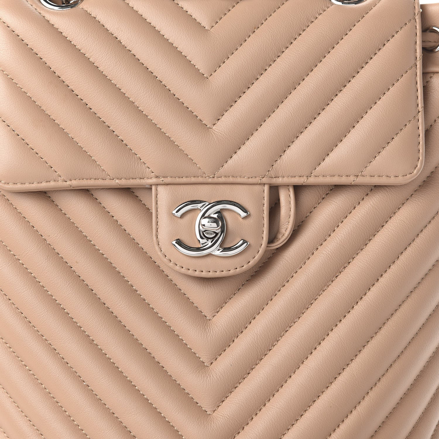 Chanel Calfskin Chevron Quilted Small Urban Spirit Backpack Beige 9 of 10