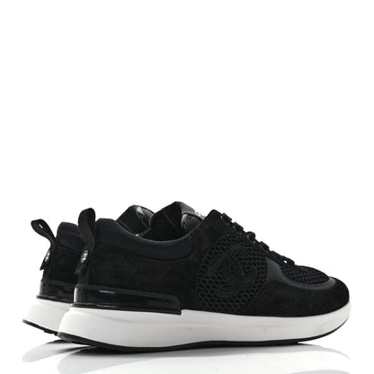 Chanel Calfskin Mesh Lycra Suede Womens Logo Sneakers 36.5 Black 4 of 6
