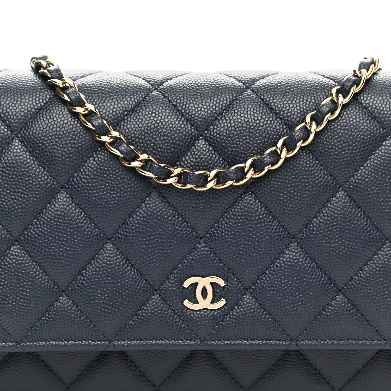 Chanel Caviar Quilted Wallet On Chain WOC Navy Blue 9 of 12