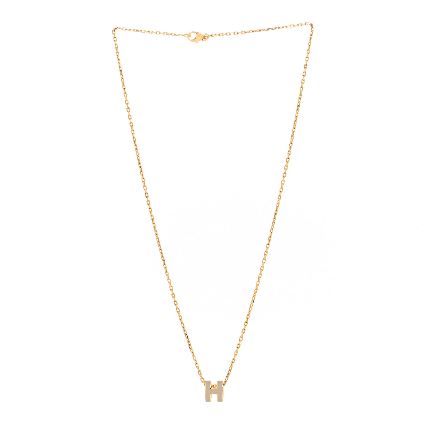 Lacquered Gold Mini Pop H Pendant Necklace Beige De Weimar