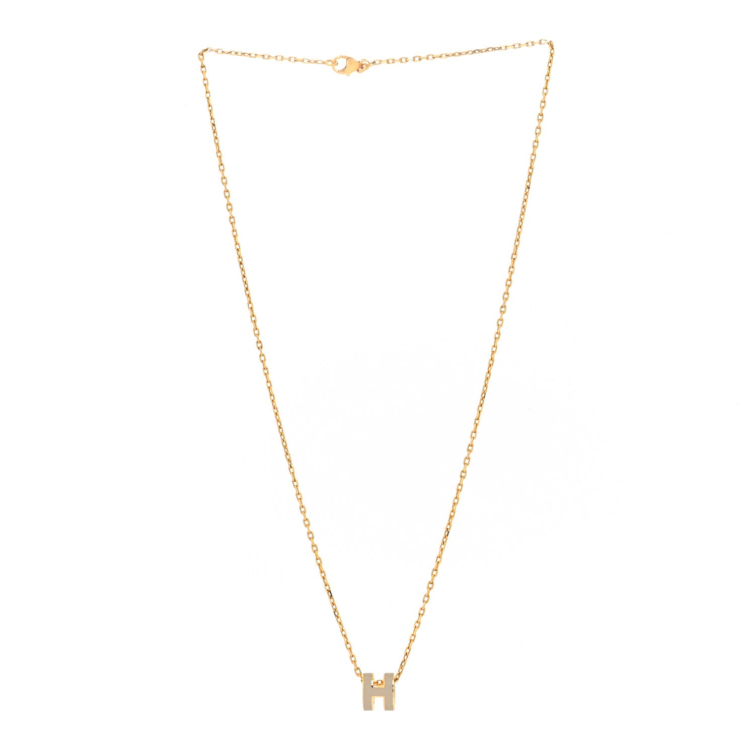 Hermes Lacquered Gold Mini Pop H Pendant Necklace Beige De Weimar 3 of 5