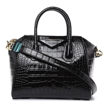 Givenchy Calfskin Crocodile Embossed Small Antigona Black 1 of 9